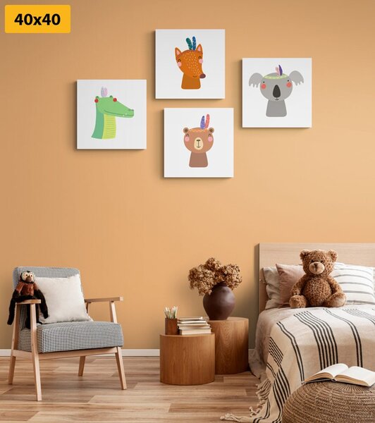 Set tablouri animale drăguțe ca indieni