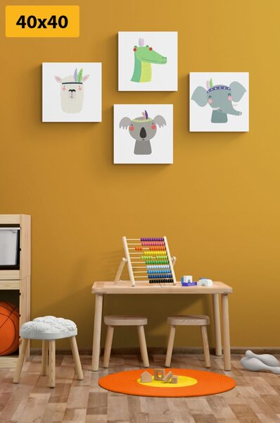 Set tablouri animăluțe cu pană indiană