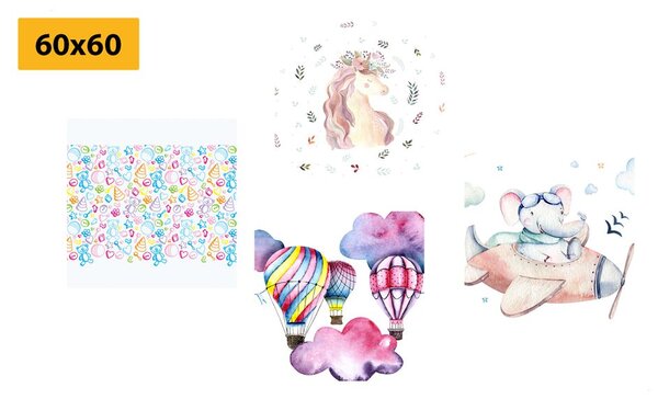 Set tablouri pentru copii în culori pastelate