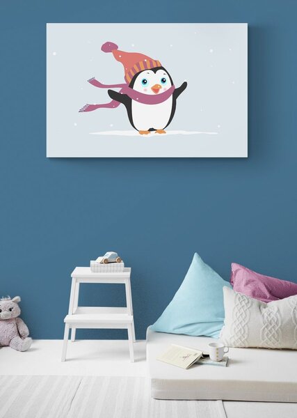 Tablou pinguin drăguț cu pălărie