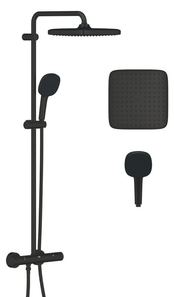 Grohe Vitalio Comfort set de duș perete cu termostat cu duș de ploaie negru 266962431