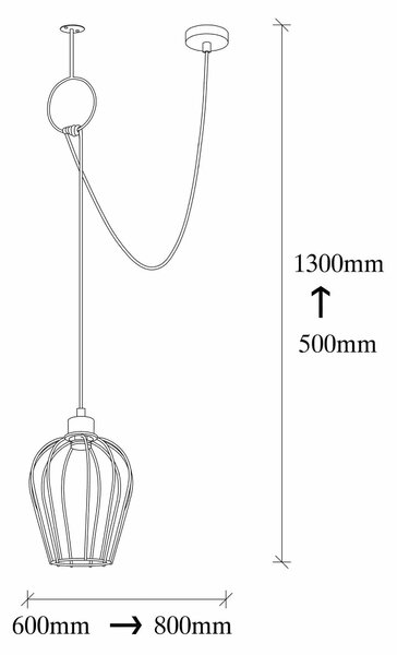 Lustra TEL 6681, negru, metal, 60/80x20x50/130 cm