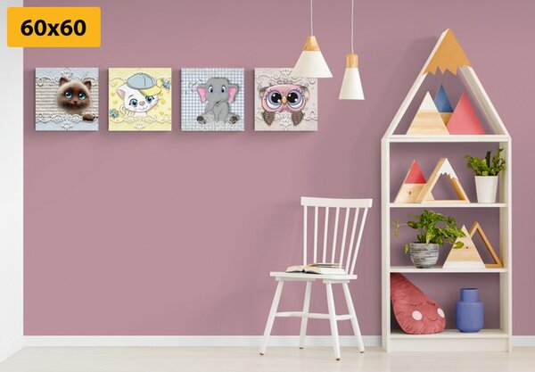 Set tablouri animăluțe în design pentru copii
