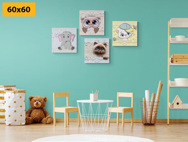 Set tablouri animăluțe în design pentru copii
