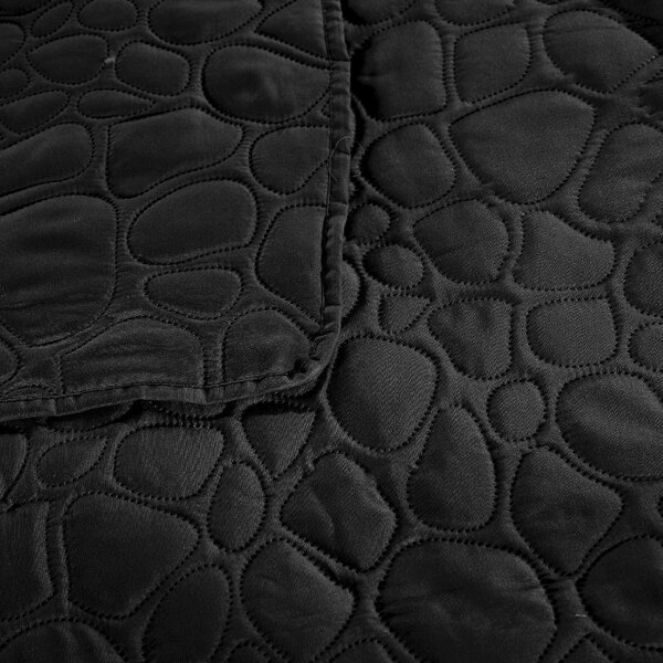 Cuvertura neagra de pat cu model STONE Dimensiune: 170 x 210 cm