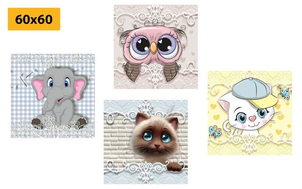 Set tablouri animăluțe în design pentru copii