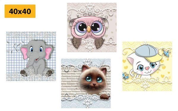 Set tablouri animăluțe în design pentru copii