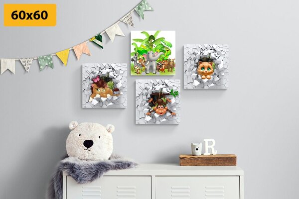 Set tablouri jungla plină de animale