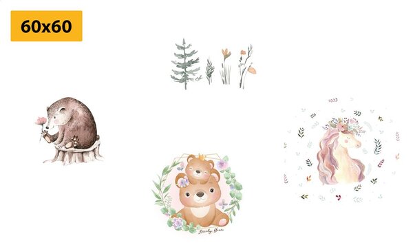 Set tablouri animăluțe în tonuri delicate