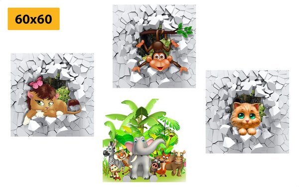 Set tablouri jungla plină de animale