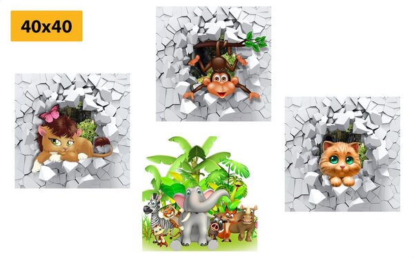 Set tablouri jungla plină de animale