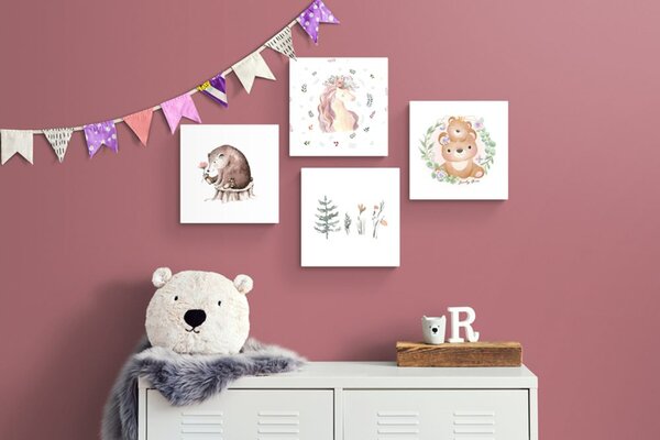 Set tablouri animăluțe în tonuri delicate