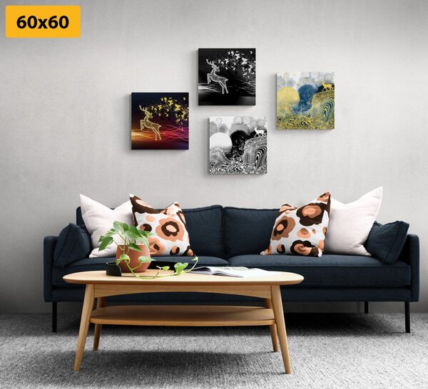 Set tablouri cerbi de basme în design abstract