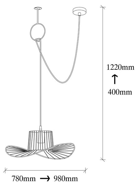Lustra TEL 6731, negru, metal, 78-98x38x40-122 cm