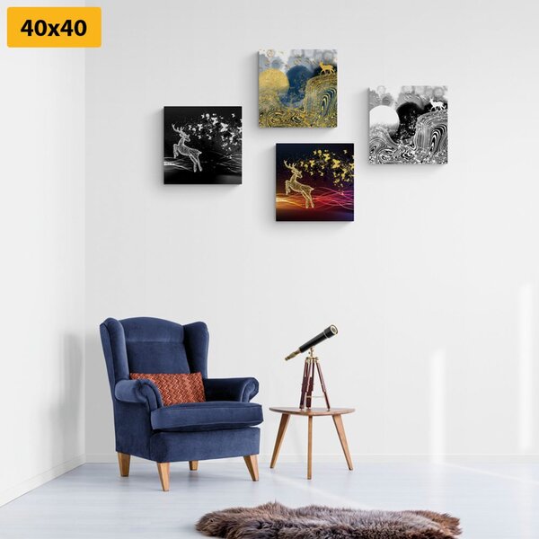 Set tablouri cerbi de basme în design abstract