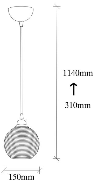 Lustra SMOKED 030, negru, metal/sticla, 15x31-114 cm