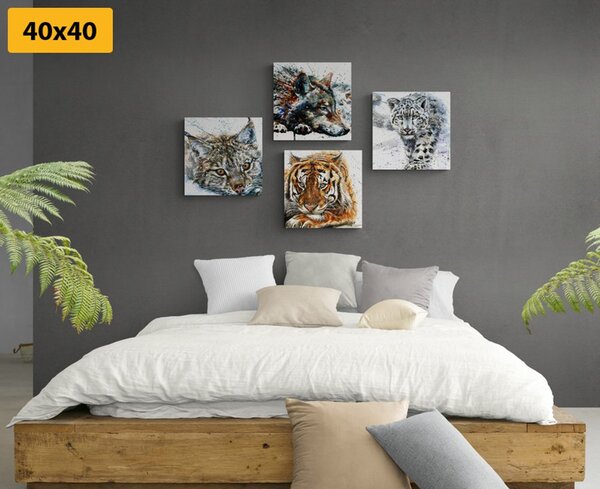 Set tablouri animale în design frumos de acuarelă