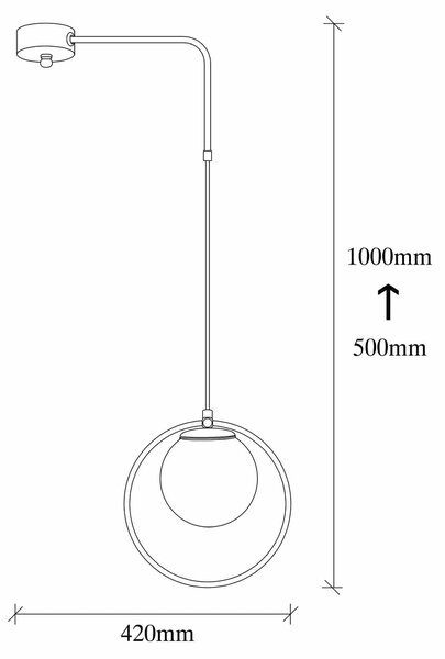 Lustra 892OPV1483, negru/alb, metal/sticla, 42x15x50-100 cm
