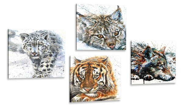Set tablouri animale în design frumos de acuarelă