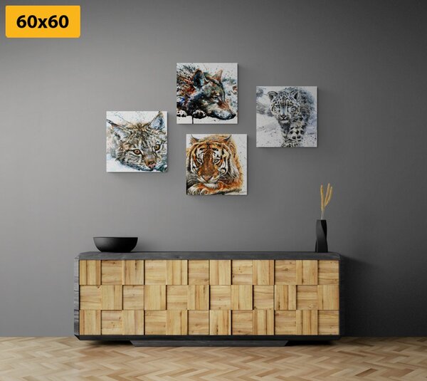 Set tablouri animale în design frumos de acuarelă