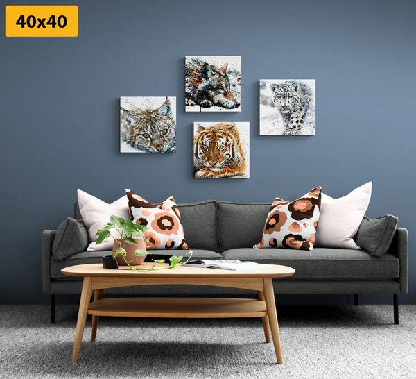 Set tablouri animale în design frumos de acuarelă