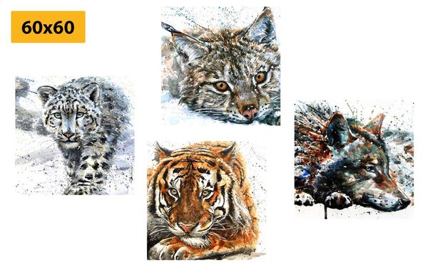 Set tablouri animale în design frumos de acuarelă