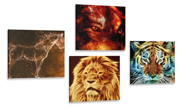 Set tablouri abstracție de animale misterioasă