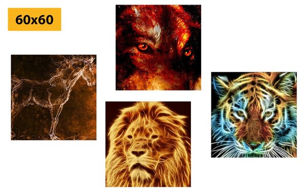 Set tablouri abstracție de animale misterioasă