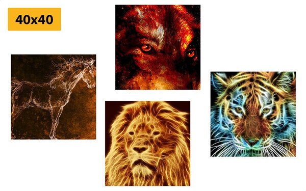 Set tablouri abstracție de animale misterioasă