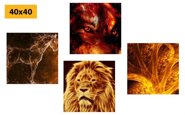 Set tablouri animale abstracte