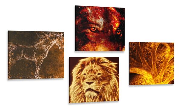 Set tablouri animale abstracte