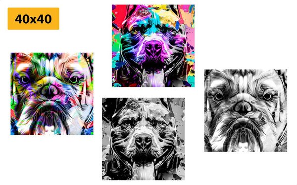 Set tablouri câini în stilul pop art