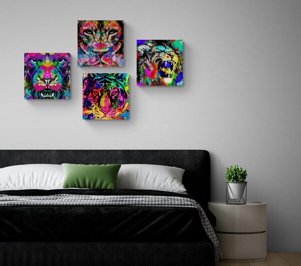 Set tablouri animale în stilul pop art