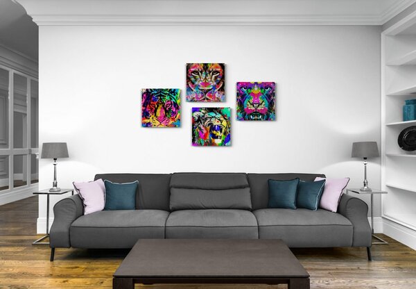 Set tablouri animale în stilul pop art