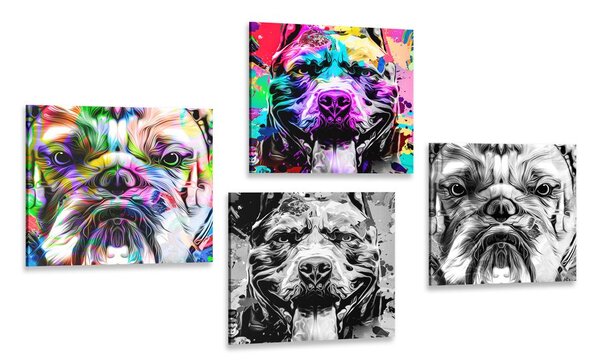 Set tablouri câini în stilul pop art