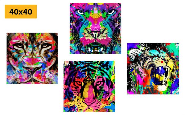 Set tablouri animale în stilul pop art
