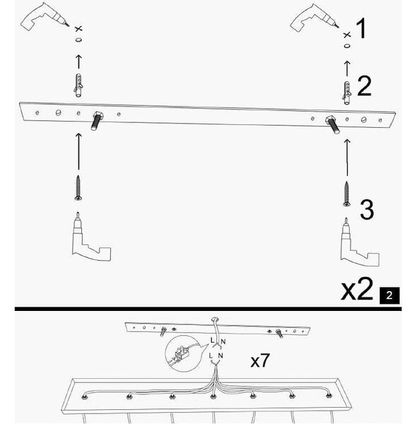 Lustra UZUM 6074, negru, metal, 58x4x45-135 cm