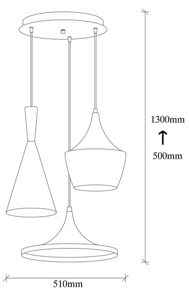 Lustra ELMAS 3556, negru, metal, 51x51x50-130 cm