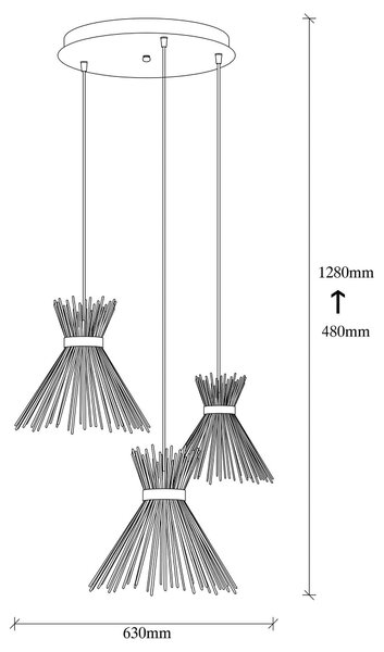 Lustra KIRPI 3086, metal, 63x63x48-128 cm