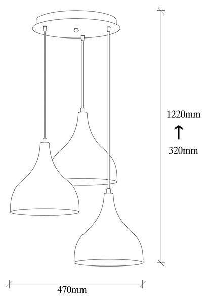 Lustra SAGLAM 3780, metal, 47x16x32-122 cm