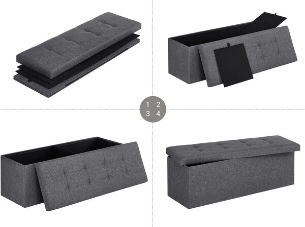 Taburet cu spatiu de depozitare OTTOMAN 110x38 cm, gri inchis