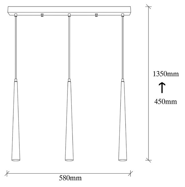 Lustra UZUM 6074, negru, metal, 58x4x45-135 cm
