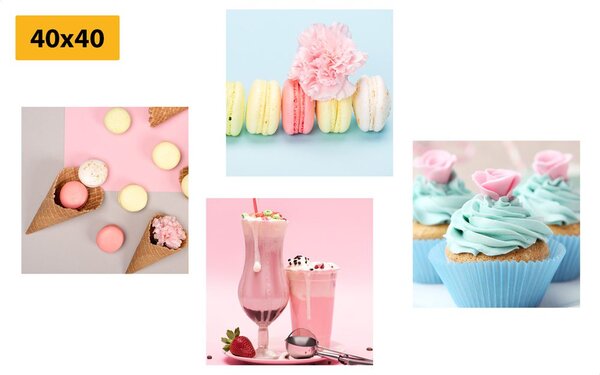 Set tablouri delicatețe dulce cu băutură