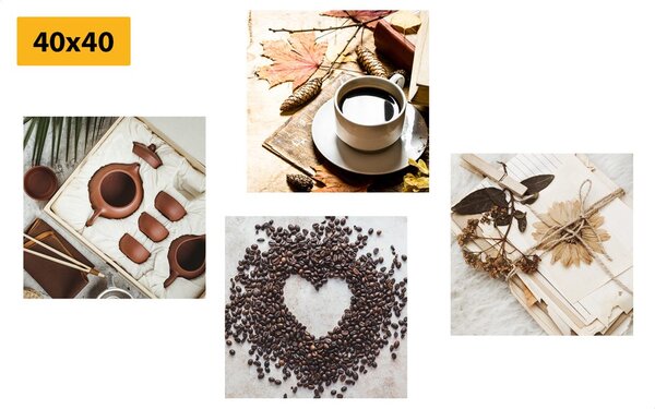 Set tablouri natura moartă de cafea