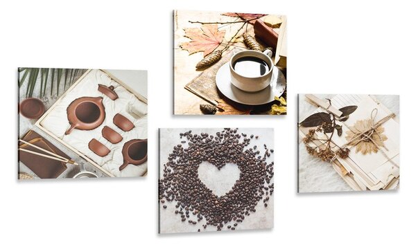 Set tablouri natura moartă de cafea