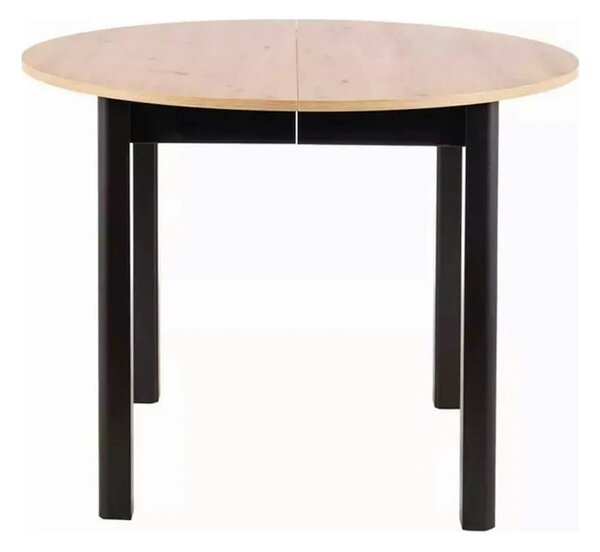 Masa extensibila DANTE, stejar artisan/negru mat, PAL laminat, 102/142