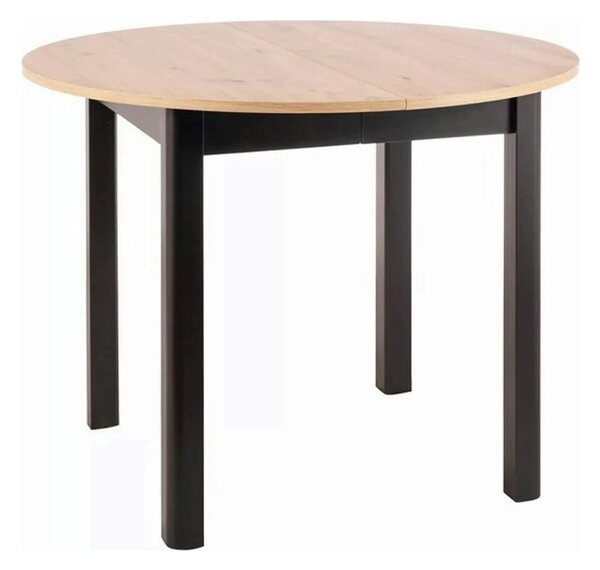 Masa extensibila DANTE, stejar artisan/negru mat, PAL laminat, 102/142