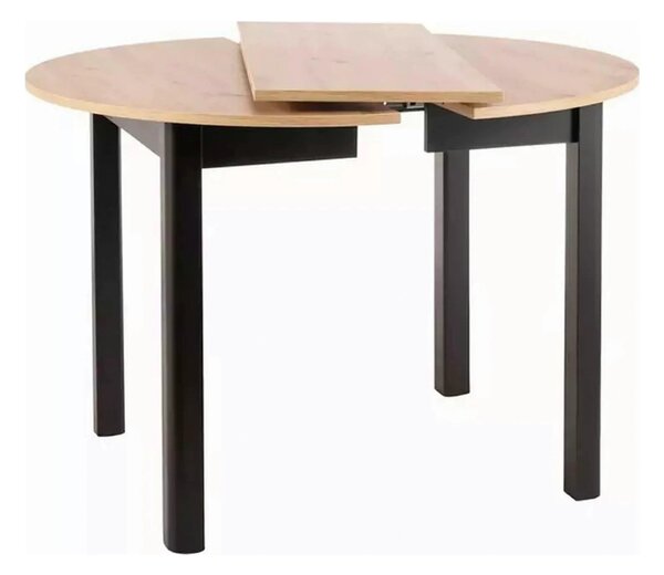Masa extensibila DANTE, stejar artisan/negru mat, PAL laminat, 102/142