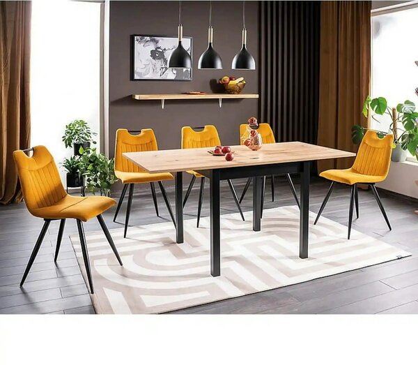 Masa extensibila FLIP, stejar artisan/negru, PAL laminat, 80/160x80x78
