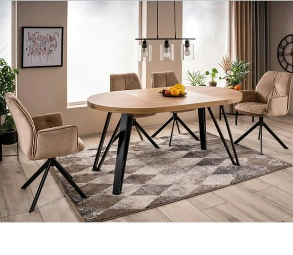 Masa rotunda 100 GALAXY, stejar artisan/negru, PAL laminat/metal
